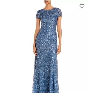Adrianna Papell Sequined Cap Sleeve Gown